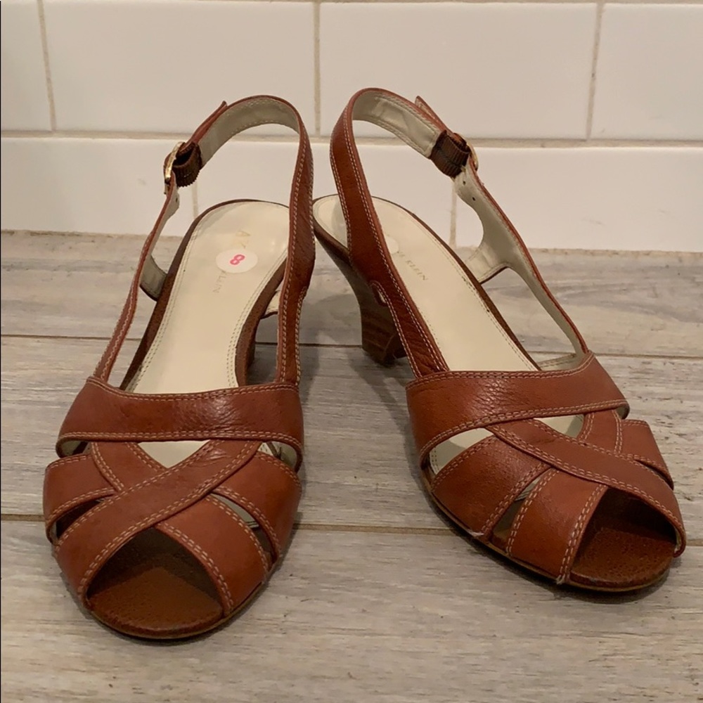 Anne Klein Brown Open Toe Heel